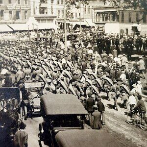 RPPC Military March Postcard c1910s WW1 Unknown Location NYC Unposted #2 DWS5C